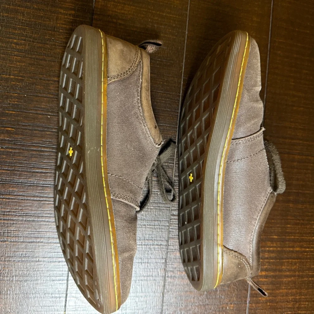 Dr. Martens Joseph Brown Canvas Leather Low Top‎ Sneakers Mens 9 Womens 10 42 EU